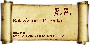 Raksányi Piroska névjegykártya