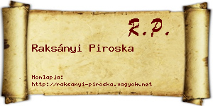 Raksányi Piroska névjegykártya